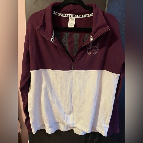 PINK Maroon Sequin Quarter Zip - Picture 2 of 3